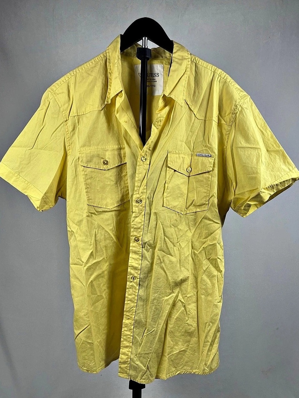 GUESS Casual Button Down Shirt Yellow XXL Like New